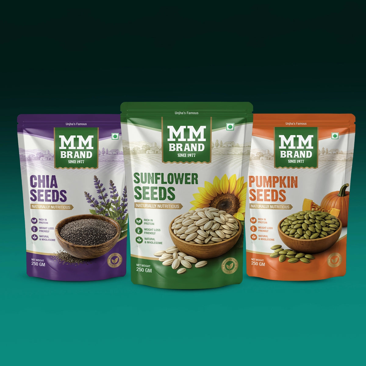 Chia + Sunflower + Pumpkin Seeds Combo